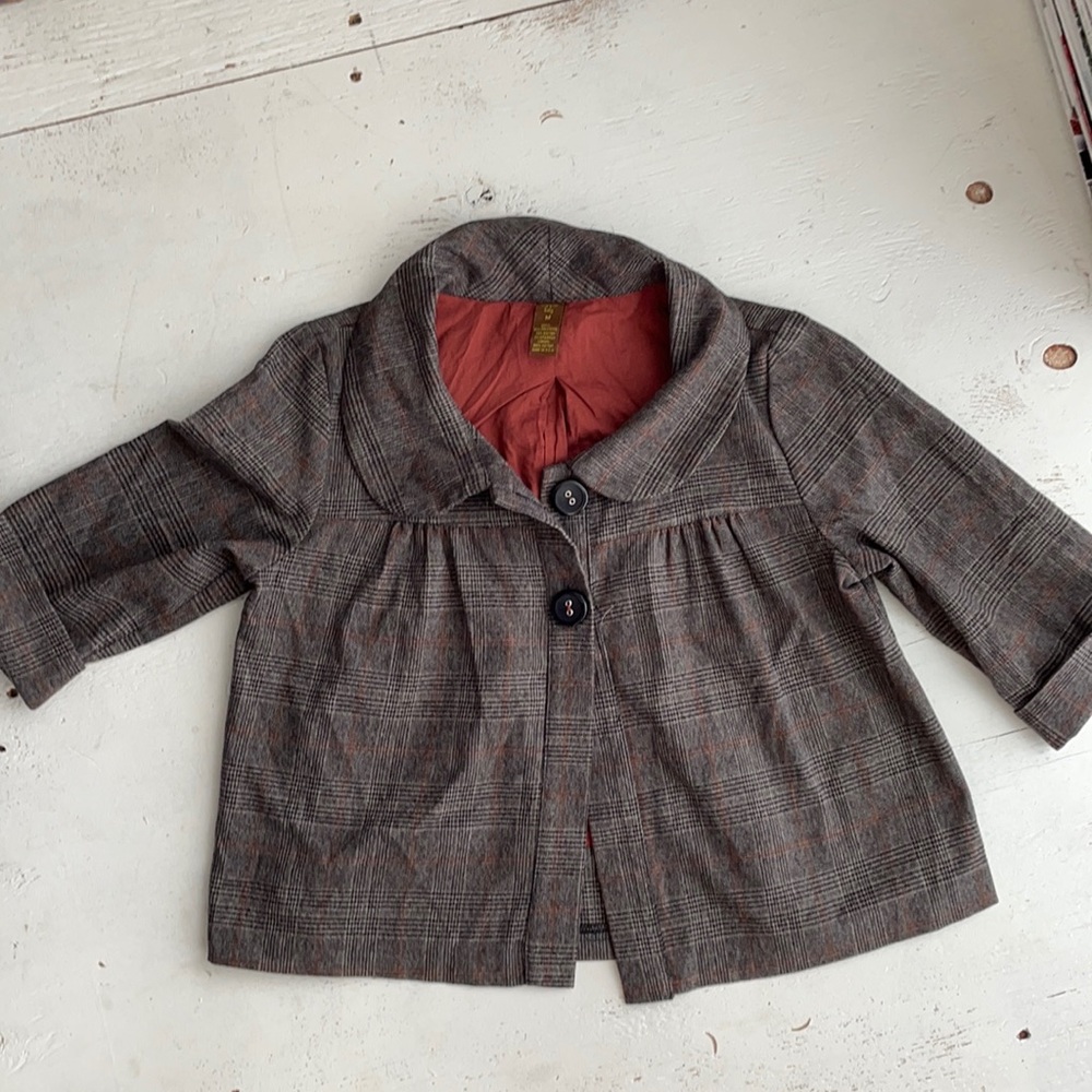 [ Copper Key Dark Plaid Bolero Business Jacket ] m